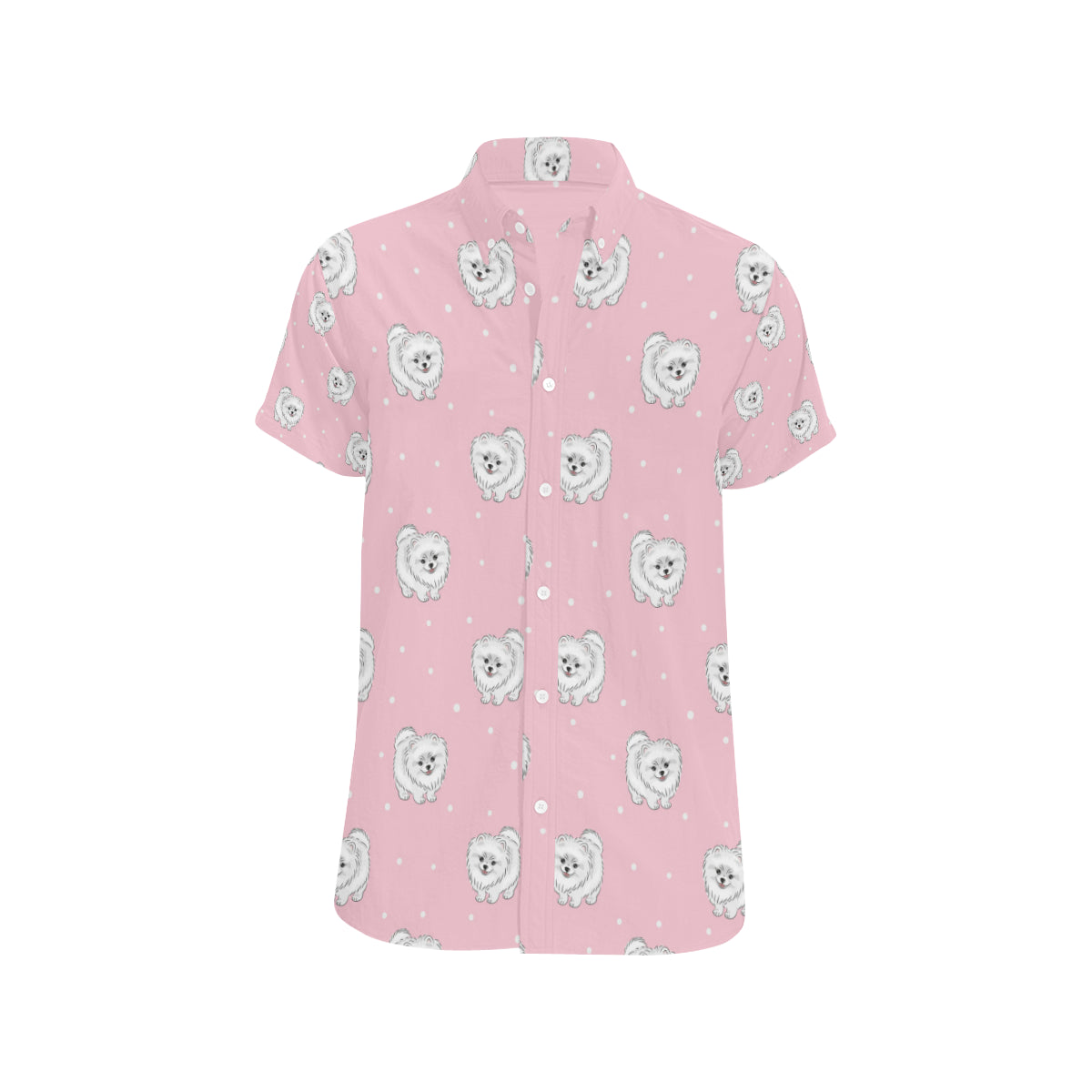 Pomeranians Pattern Print Design A02 Men's Short Sleeve Button Up Shirt