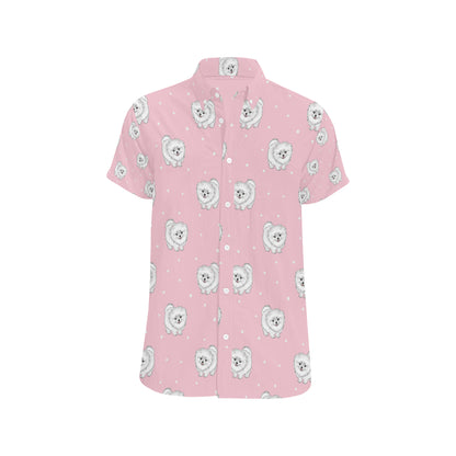 Pomeranians Pattern Print Design A02 Men's Short Sleeve Button Up Shirt