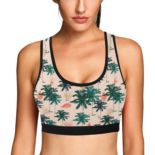 Palm Tree Pattern Print Design PT014 Sports Bra