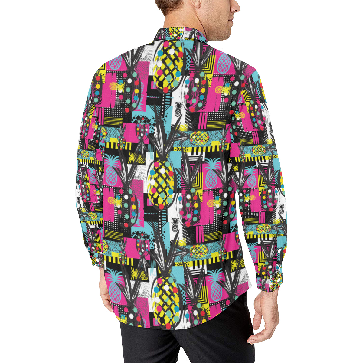 Pop Art Pineapple Pattern Print Design A02 Men's Long Sleeve Shirt