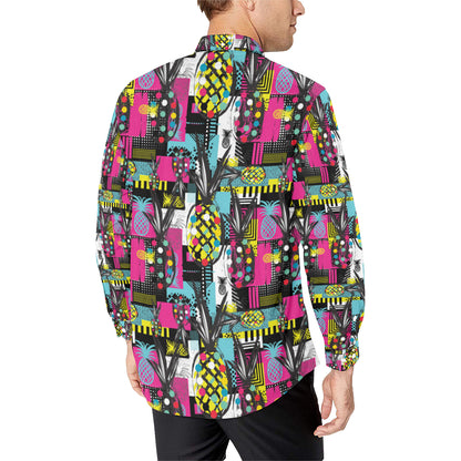 Pop Art Pineapple Pattern Print Design A02 Men's Long Sleeve Shirt