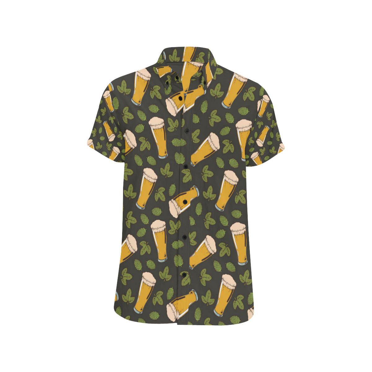 Beer Iris Pattern Print Design 02 Men's Short Sleeve Button Up Shirt