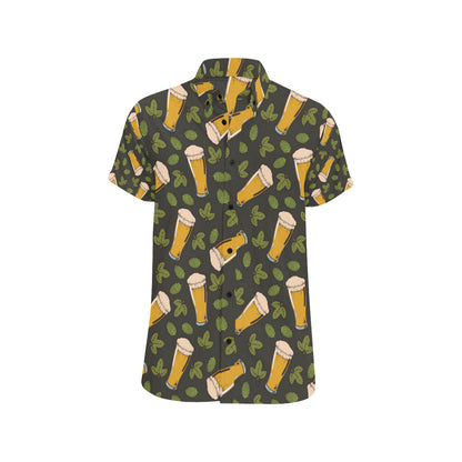 Beer Iris Pattern Print Design 02 Men's Short Sleeve Button Up Shirt