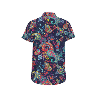 Paisley Boho Pattern Print Design A06 Men's Short Sleeve Button Up Shirt