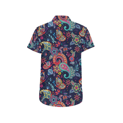 Paisley Boho Pattern Print Design A06 Men's Short Sleeve Button Up Shirt