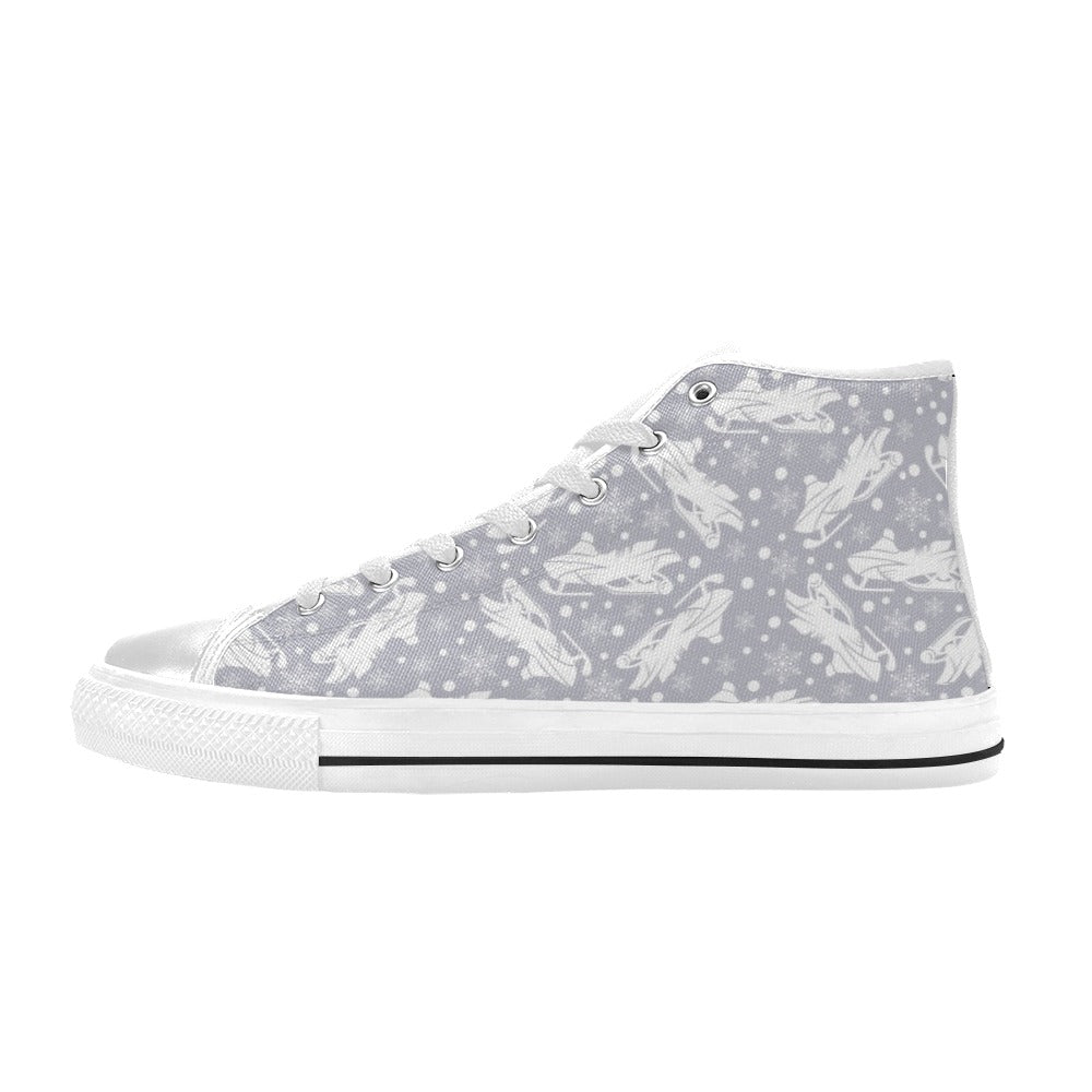 Snowmobile Print Design LKS302 High Top Women's White Shoes
