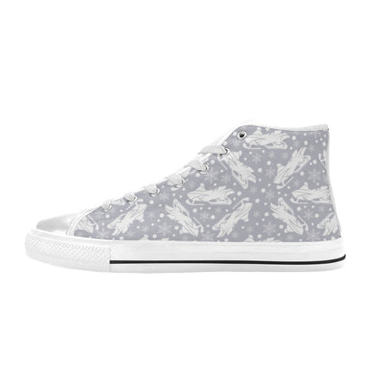 Snowmobile Print Design LKS302 High Top Women's White Shoes
