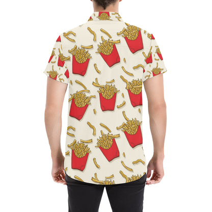French Fried Pattern Print Design 01 Men's Short Sleeve Button Up Shirt