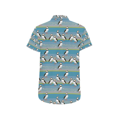 Puffin Pattern Print Design A01 Men's Short Sleeve Button Up Shirt