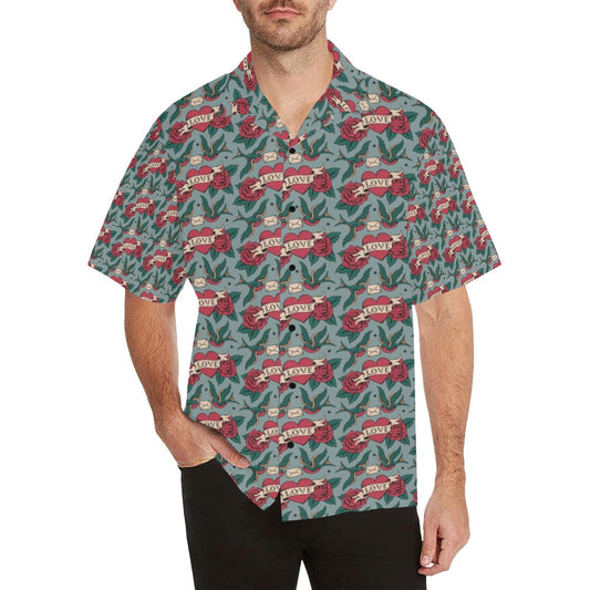 Tattoo Heart Print Design LKS301 Men's Hawaiian Shirt