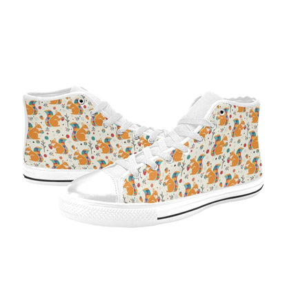 Squirrel Print Design LKS304 High Top Women's White Shoes