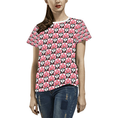 Siberian Huskies Christmas Themed Print Design LKS302 Women's  T-shirt