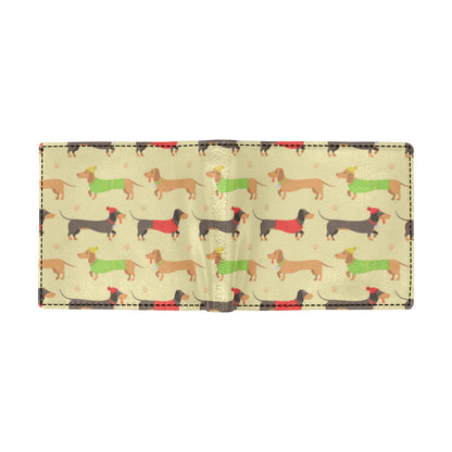 Dachshund Pattern Print Design 06 Men's ID Card Wallet