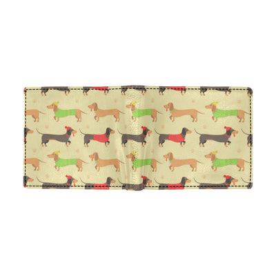 Dachshund Pattern Print Design 06 Men's ID Card Wallet