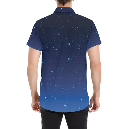 Night sky Pattern Print Design A01 Men's Short Sleeve Button Up Shirt