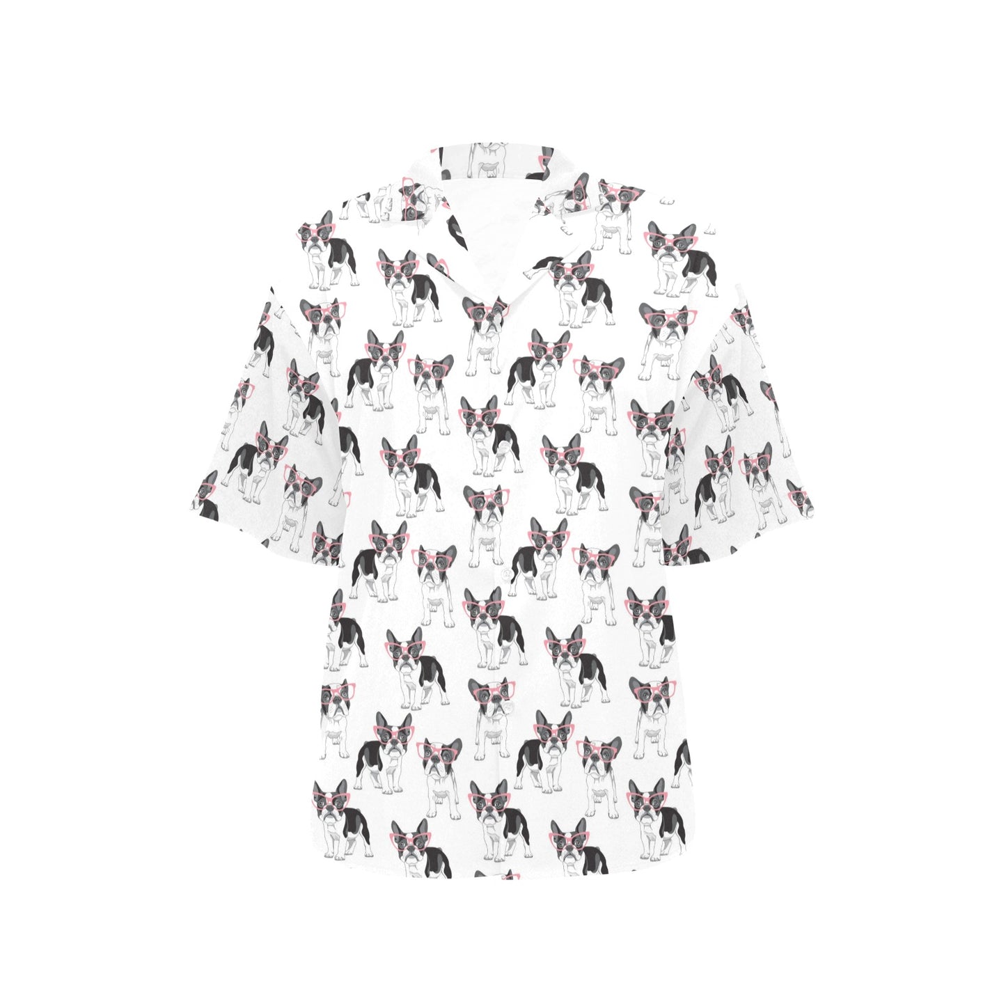 Boston Terrier Pattern Print Design 03 Women's Hawaiian Shirt