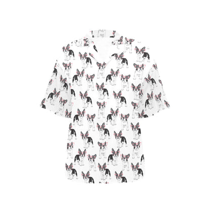 Boston Terrier Pattern Print Design 03 Women's Hawaiian Shirt