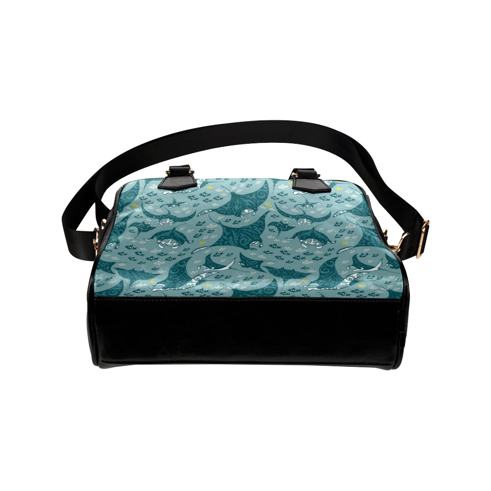 Manta Ray Tribal Pattern Print Design 03 Shoulder Handbag