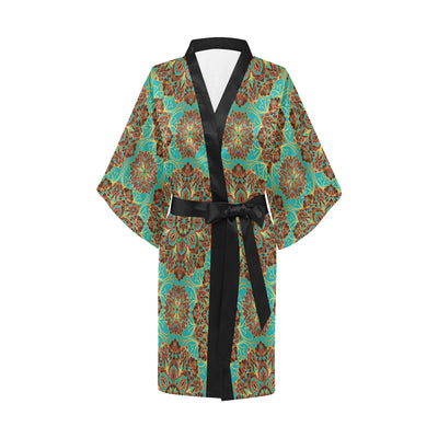 Medallion Pattern Print Design 02 Women's Short Kimono