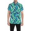 Brightness Tropical Palm Leaves Men's Short Sleeve Button Up Shirt