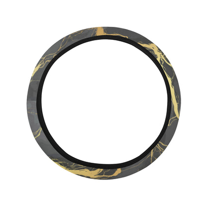 Marble Pattern Print Design 02 Steering Wheel Cover with Elastic Edge