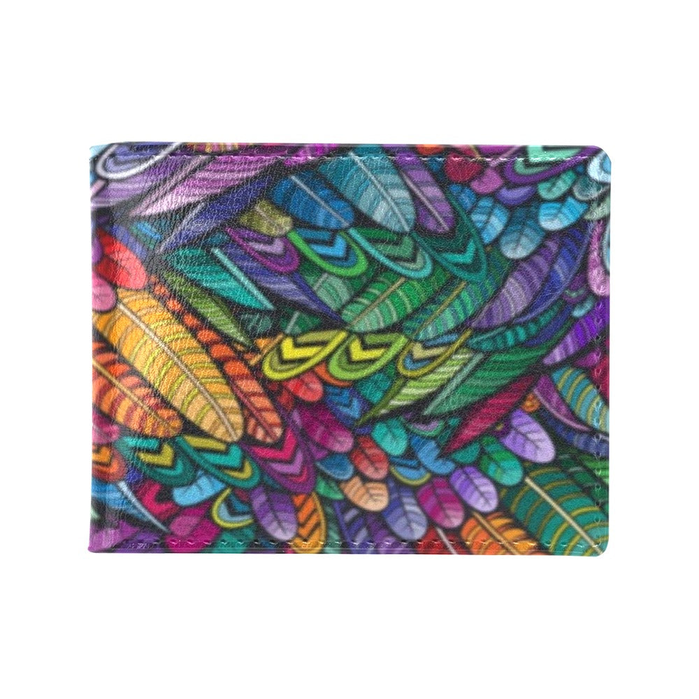 Feather Multicolor Design Print Men's ID Card Wallet