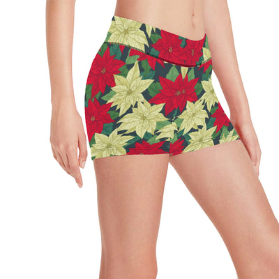 Poinsettia Pattern Print Design POT06 Yoga Shorts