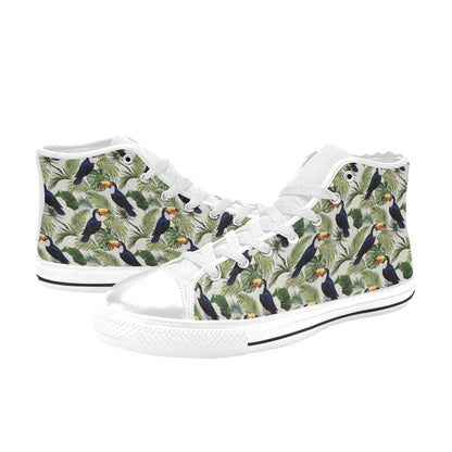 Toucan Print Design LKS308 High Top Women's White Shoes
