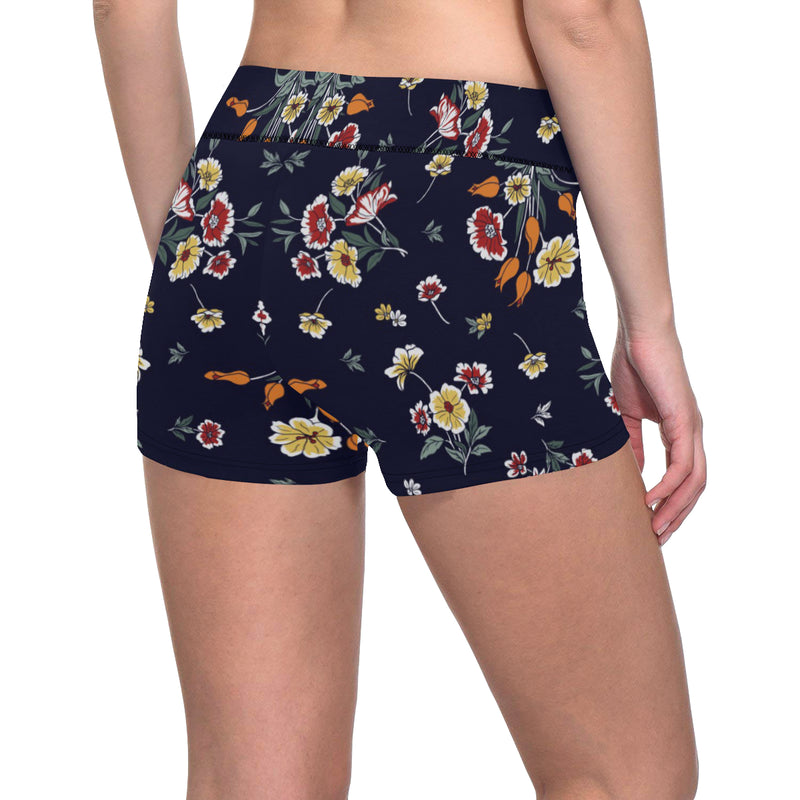 Summer Floral Pattern Print Design SF01 Yoga Shorts