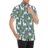 Llama Cactus Pattern Print Design 03 Men's Short Sleeve Button Up Shirt