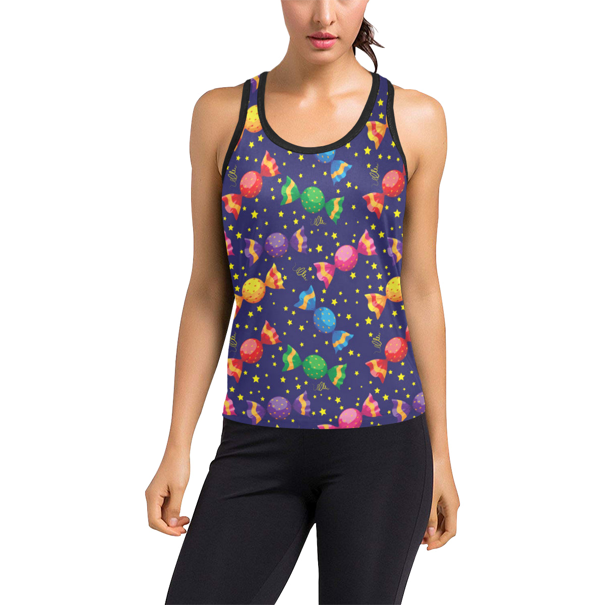 Candy Pattern Print Design CA06 Women's Racerback Tank Top