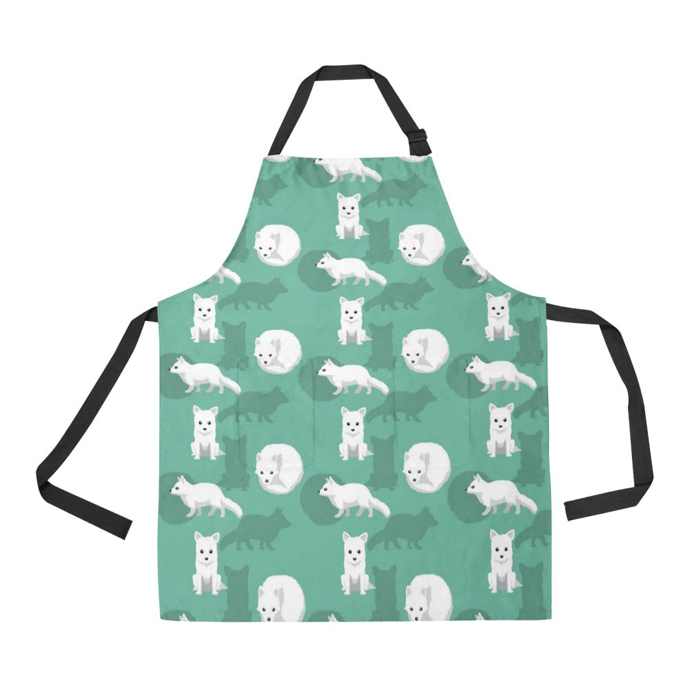 Arctic Fox Pattern Print Design Apron with Pocket