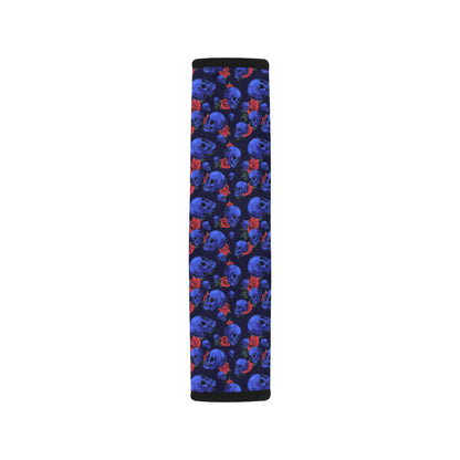 Skull Roses Neon Design Themed Print Car Seat Belt Cover