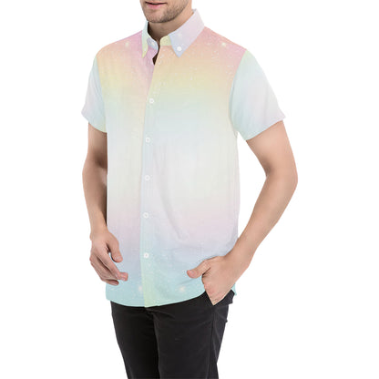 Nebula Pattern Print Design A02 Men's Short Sleeve Button Up Shirt