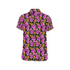 Tropical Folower Pink Hibiscus Print Men's Short Sleeve Button Up Shirt