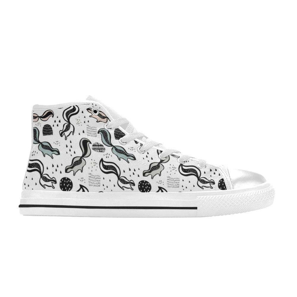 Skunk Print Design LKS303 High Top Women's White Shoes
