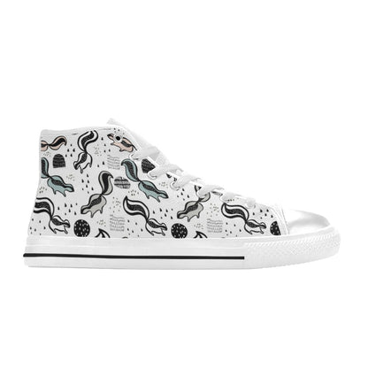 Skunk Print Design LKS303 High Top Women's White Shoes