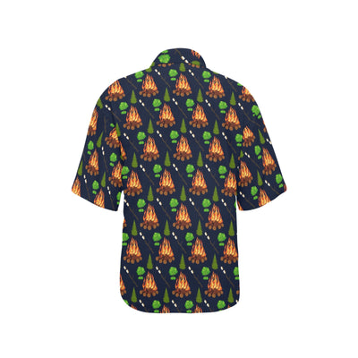 Camfire marshmallow Camping Design Print Women's Hawaiian Shirt