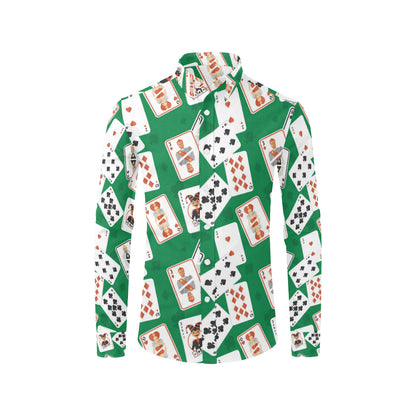 Poker Cards Pattern Print Design A03 Men's Long Sleeve Shirt