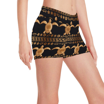 Tribal Sea turtle Polynesian Hawaiian Yoga Shorts
