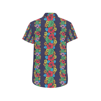 Hawaiian Themed Pattern Print Design H03 Men's Short Sleeve Button Up Shirt