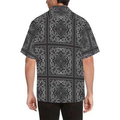 Bandana Black White Print Design LKS302 Men's Hawaiian Shirt