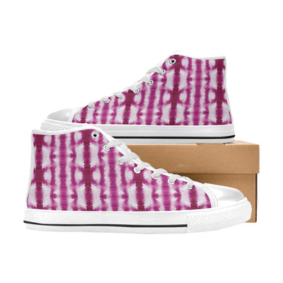 Tie Dye Dark Pink Print Design LKS303 High Top Women's White Shoes