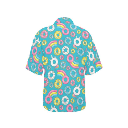 Donut Pattern Print Design DN013 Women's Hawaiian Shirt