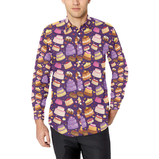 Cake Pattern Print Design 05 Men's Long Sleeve Shirt