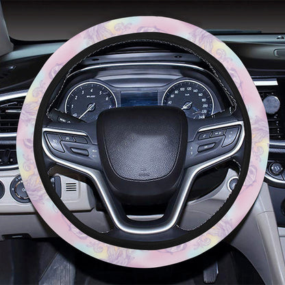 Aquarius Zodiac Pattern Print Design 01 Steering Wheel Cover with Elastic Edge