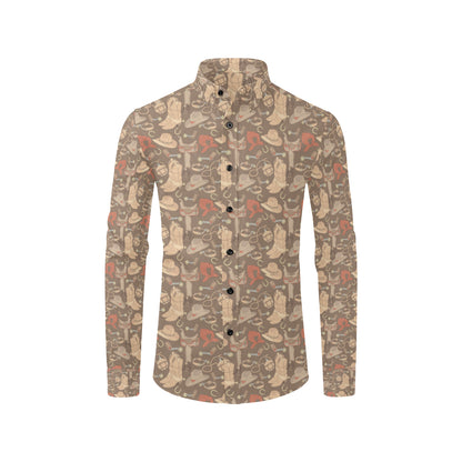 Cowboy Pattern Print Design 02 Men's Long Sleeve Shirt