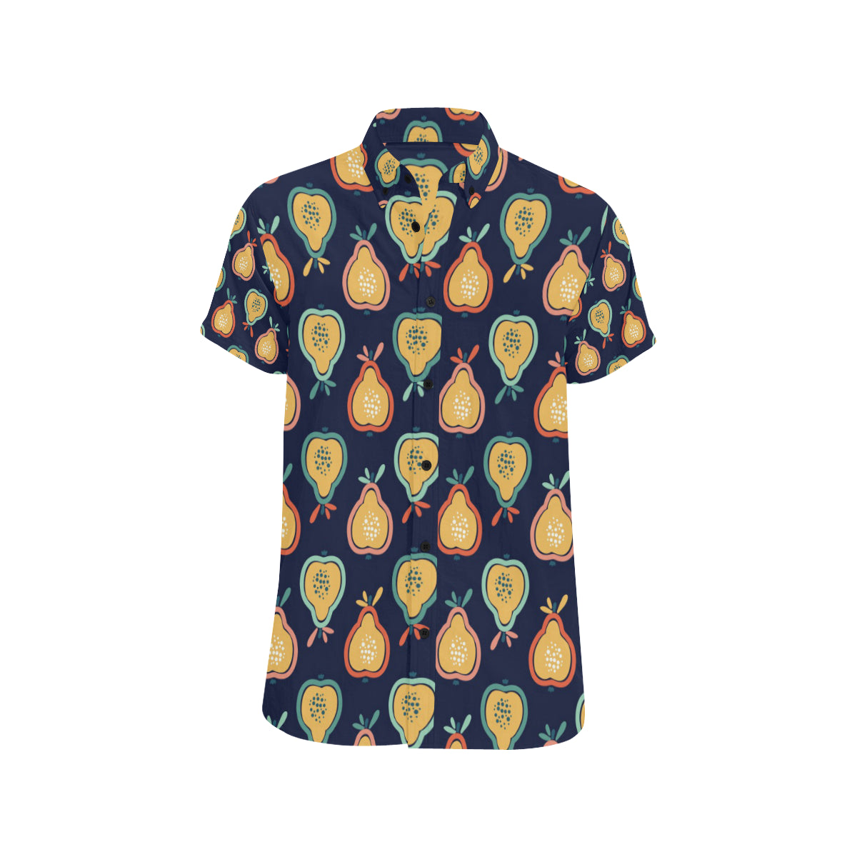 Pear Pattern Print Design PE03 Men's Short Sleeve Button Up Shirt