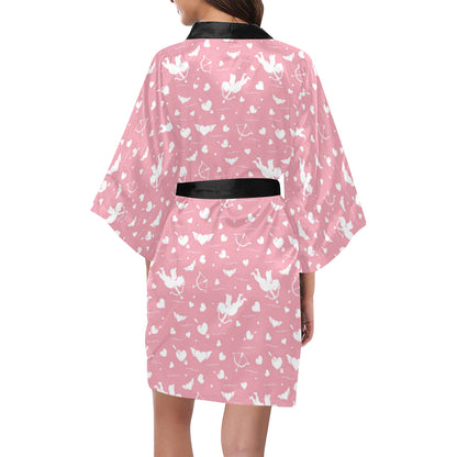Cupid Pattern Print Design 03 Women's Short Kimono