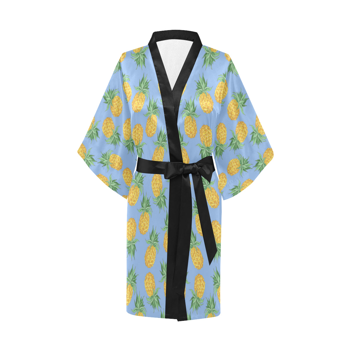Pineapple Pattern Print Design A04 Women's Short Kimono